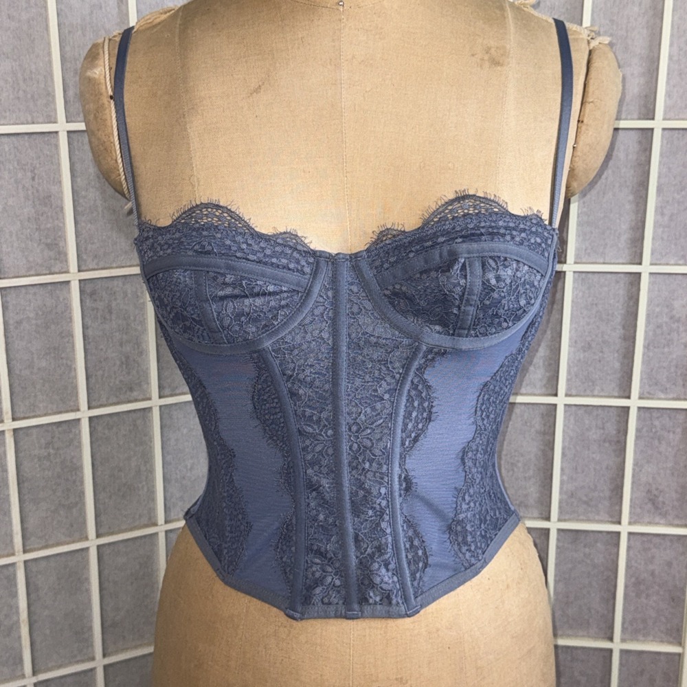 Out From Under Modern Love Lace Blue Cottagecore Fairy Costume Corset Top Small